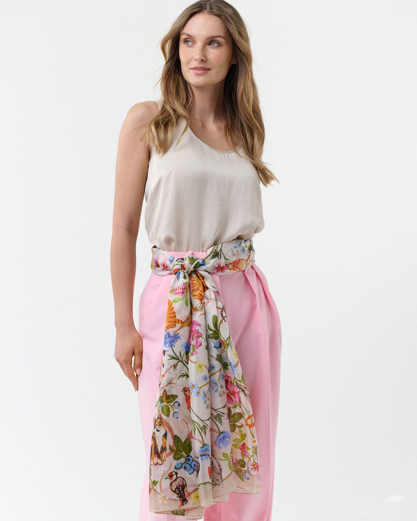 Flora Cats Maxi Silk Wrap