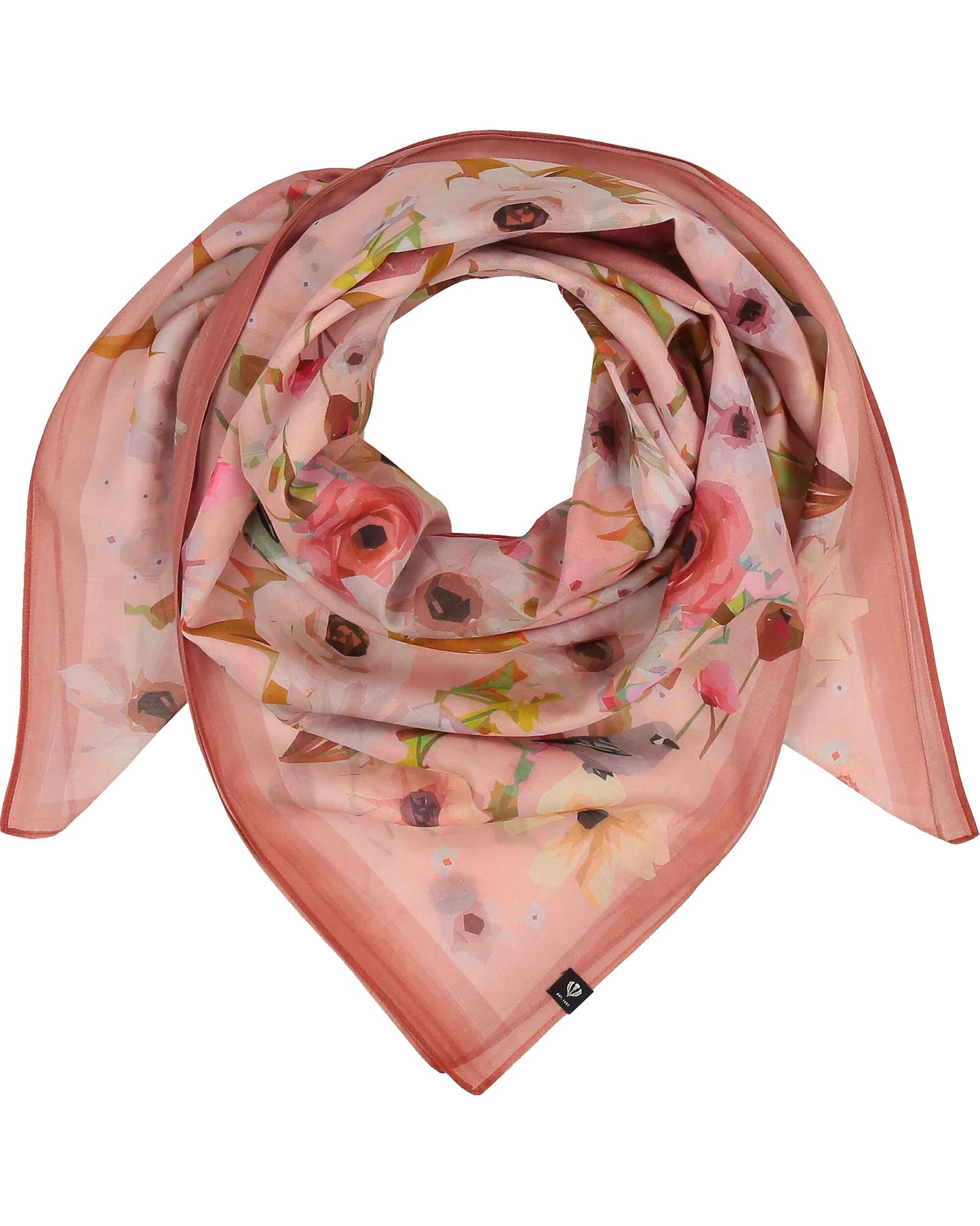 Floral Birds Cotton Silk Square