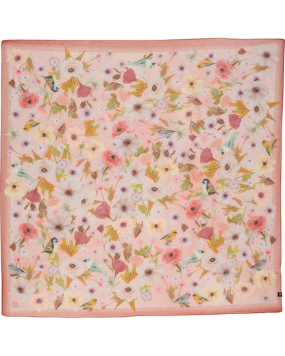 Floral Birds Cotton Silk Square