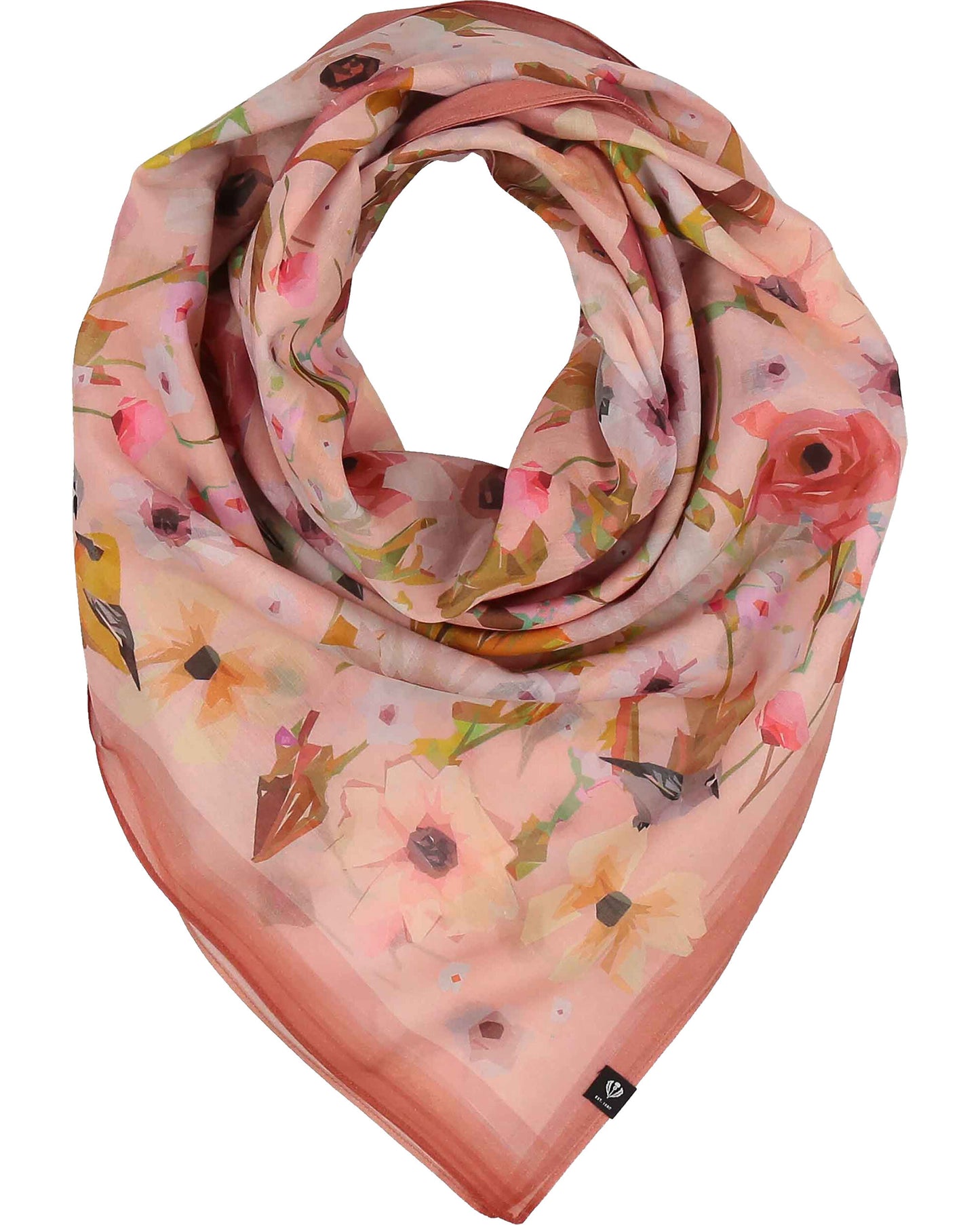 Floral Birds Cotton Silk Square