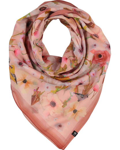Floral Birds Cotton Silk Square