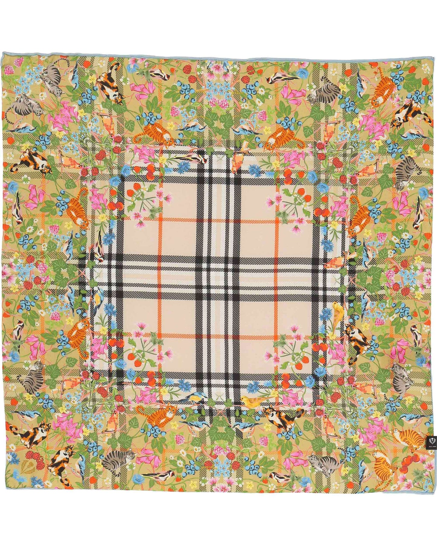 Plaid Cats Silk Square Neckie