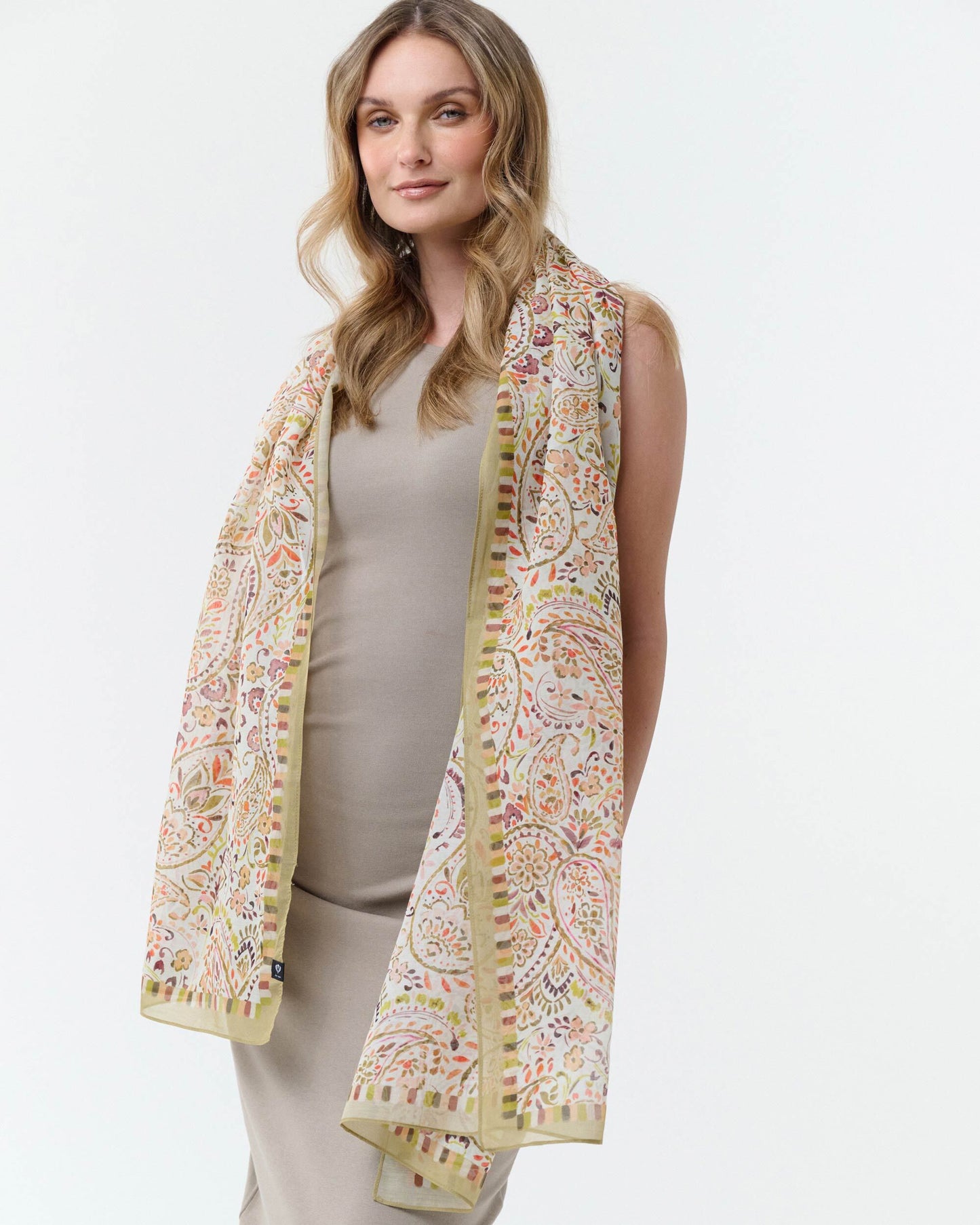 Orna Paisley Cotton Silk Wrap