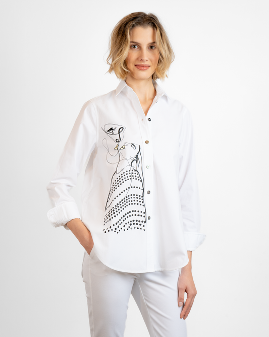 BYLYSE Cotton Embroidered Graphic Shirt