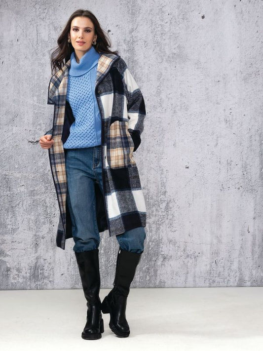 Alison Sheri Mixed Plaid Coat