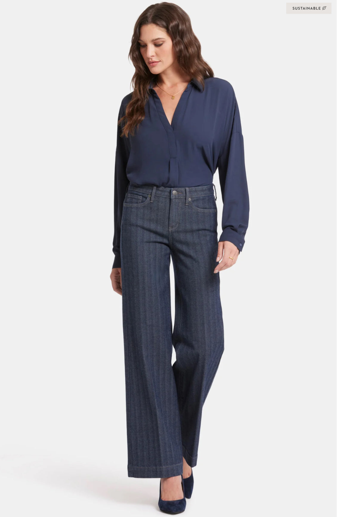 NYDJ Teresa Stripe Wide Leg Jean