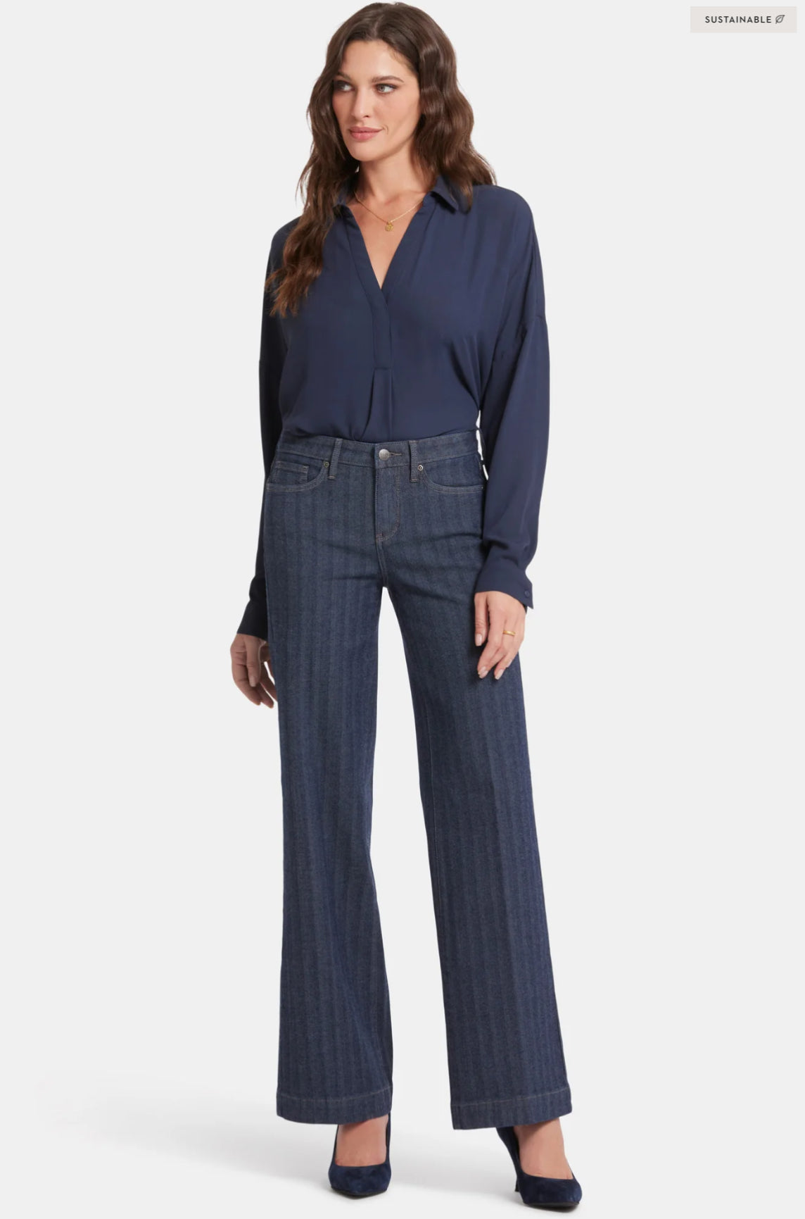 NYDJ Teresa Stripe Wide Leg Jean