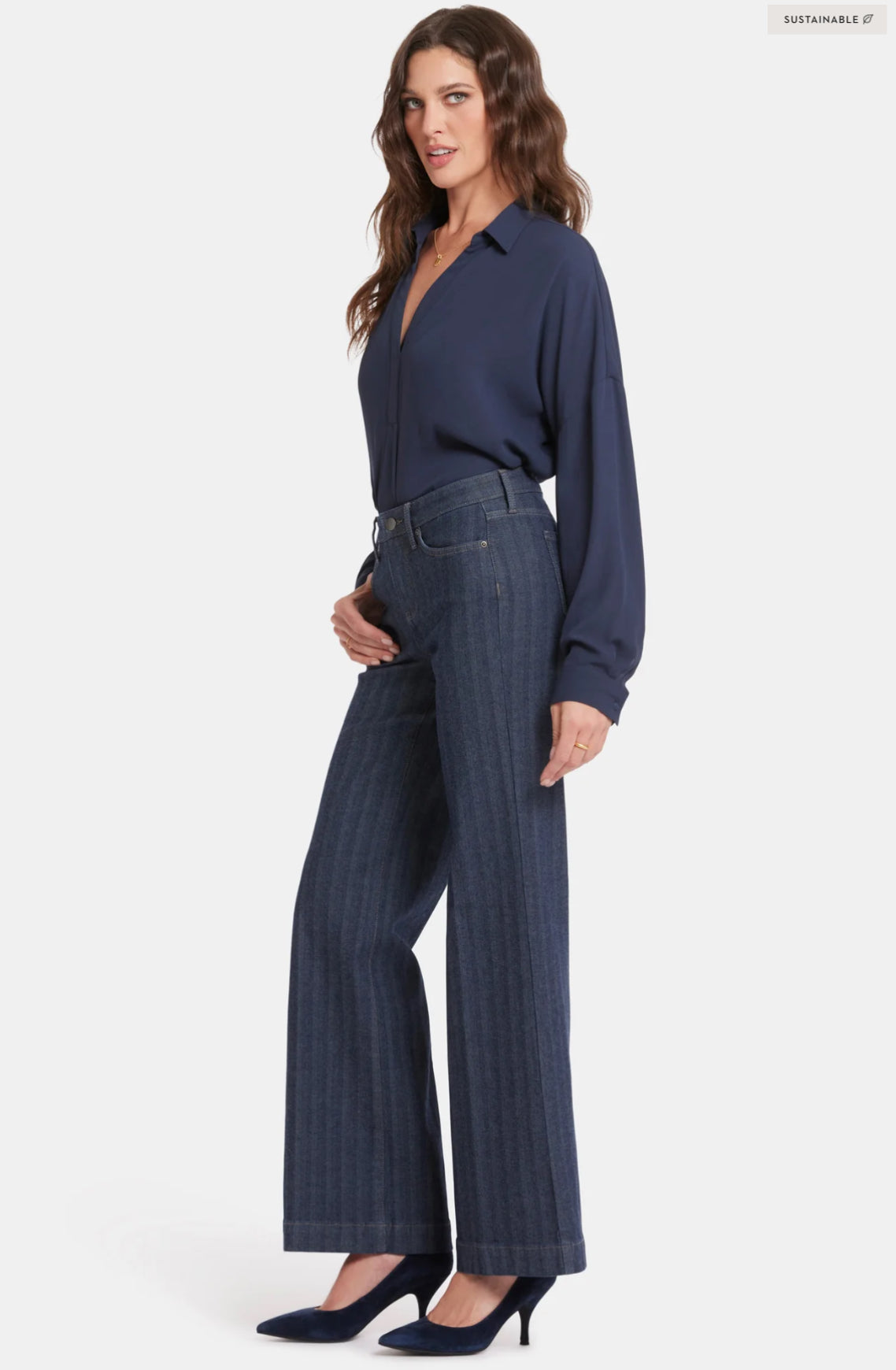 NYDJ Teresa Stripe Wide Leg Jean