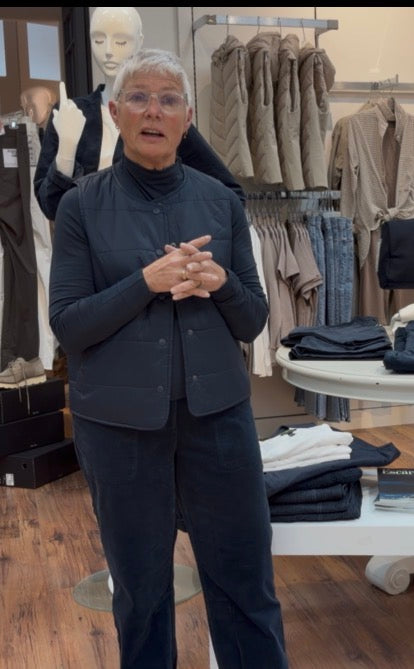 Eileen Fisher Round Neck Quilted Vest