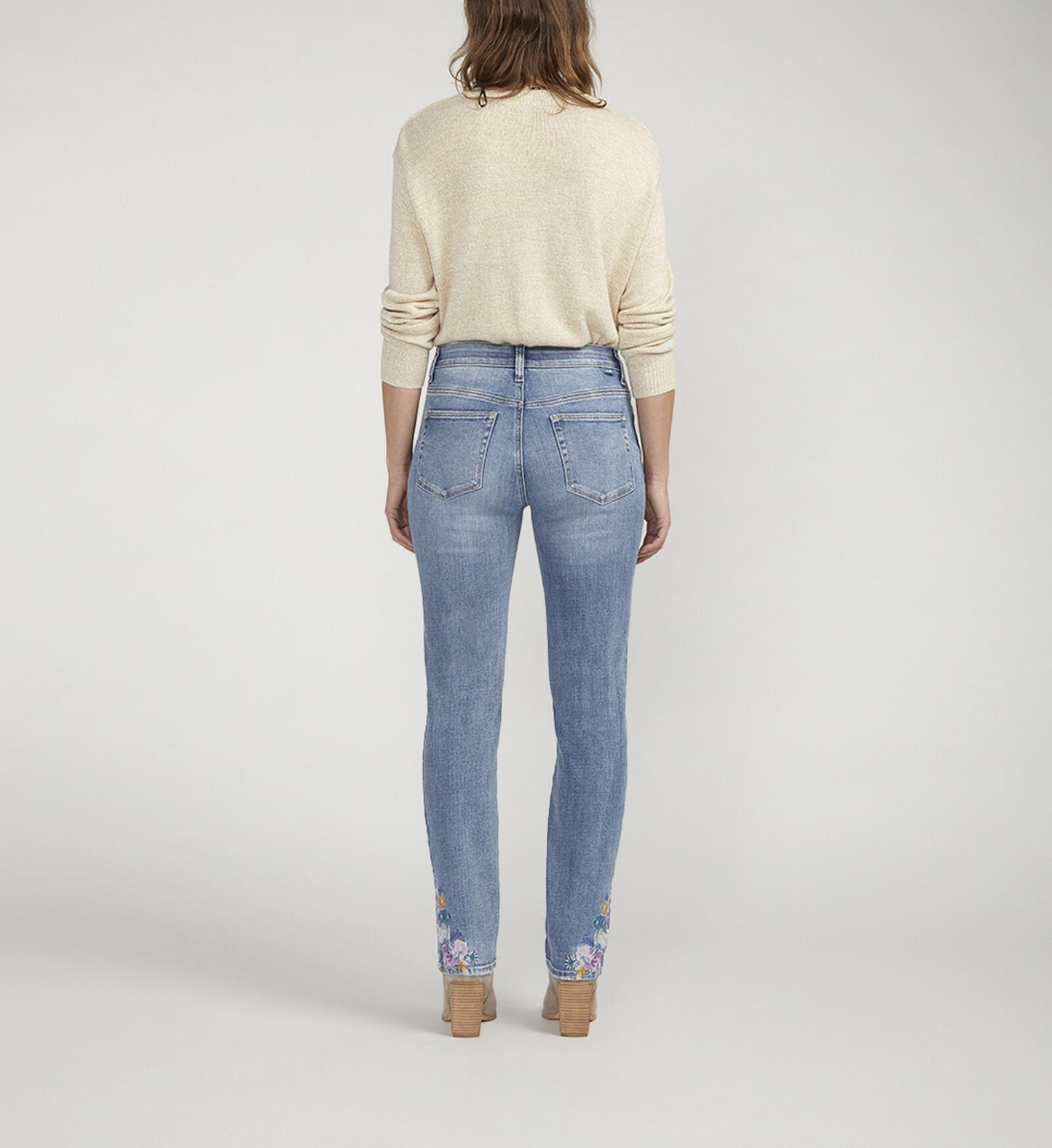 Jag Ruby Straight Leg Jean with Embroidered Hem