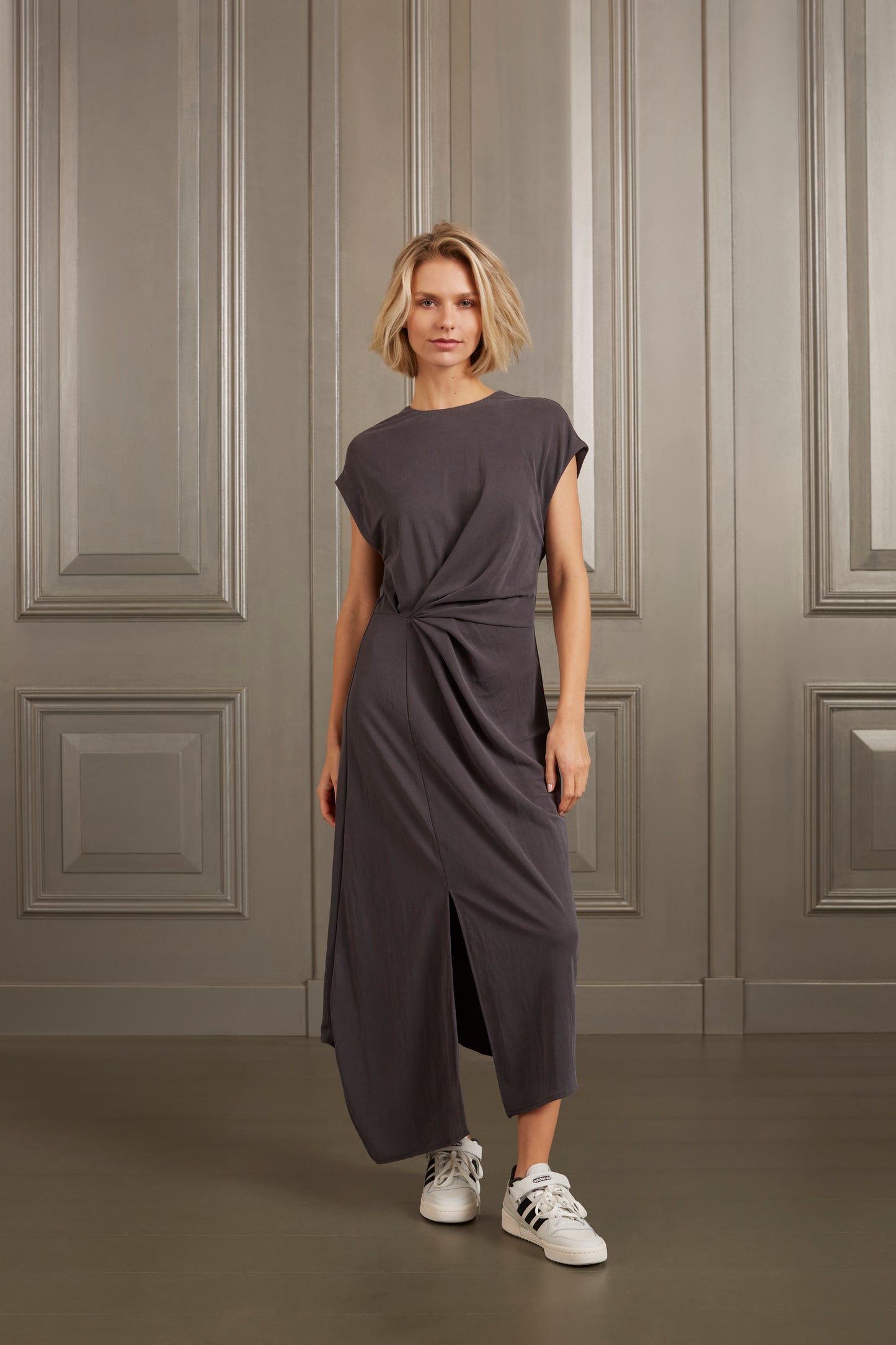 YAYA Pleated Cap Sleeve Dress