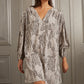 YAYA Print V-Neck Long Sleeve Dress