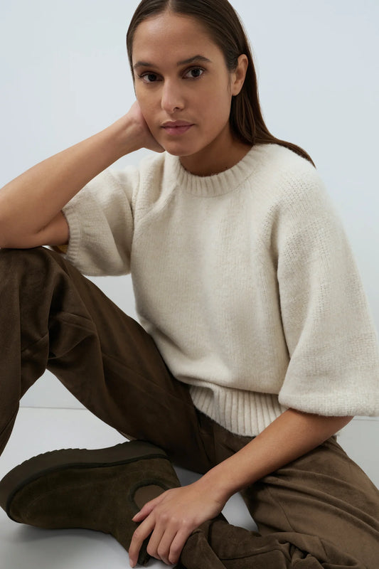 YAYA Sweater with Textured Sleeves