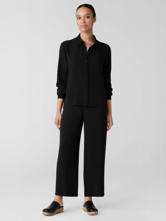 Eileen Fisher Silk Georgette Crepe Straight Pant