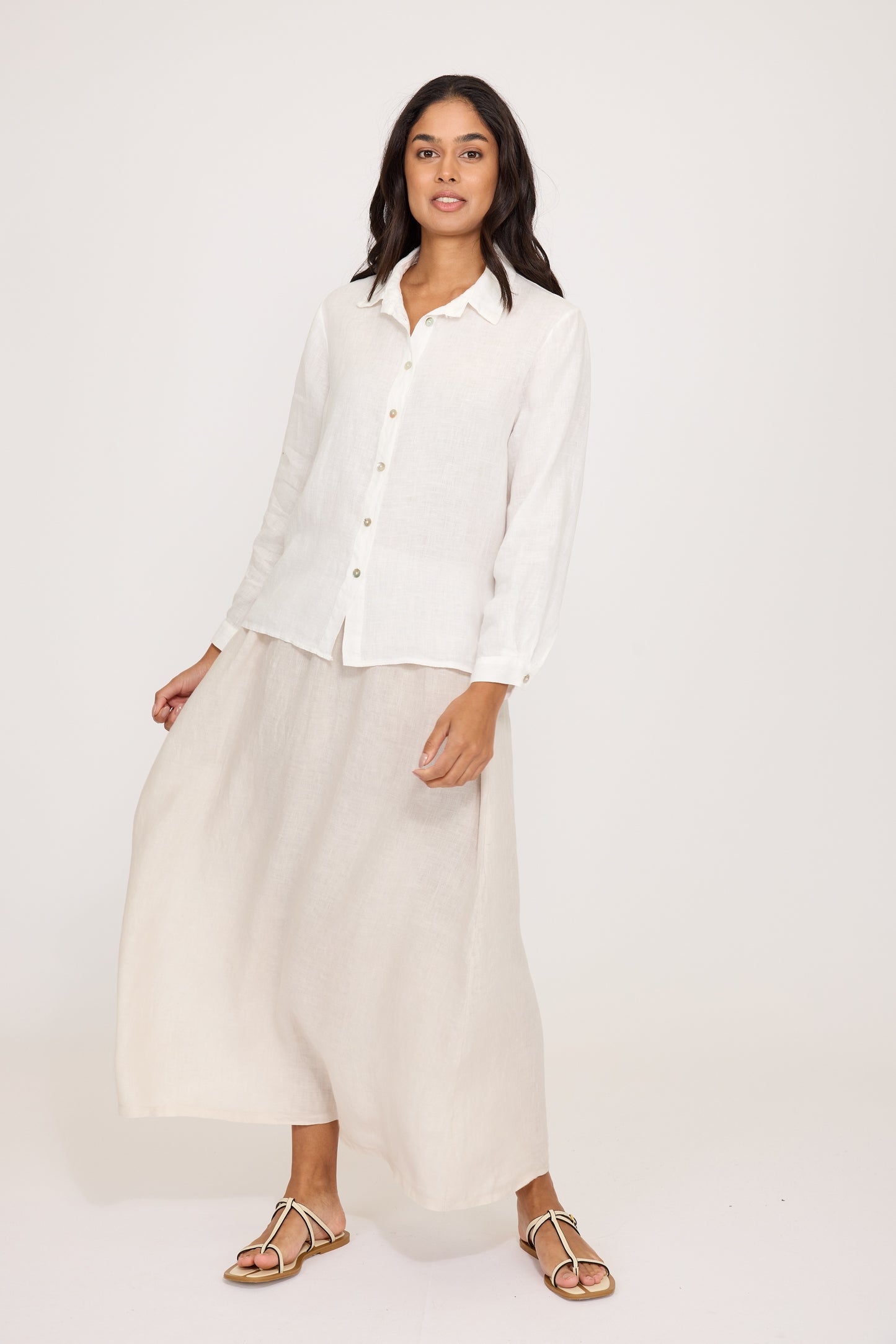 Pistache Slim Fit Linen Blouse