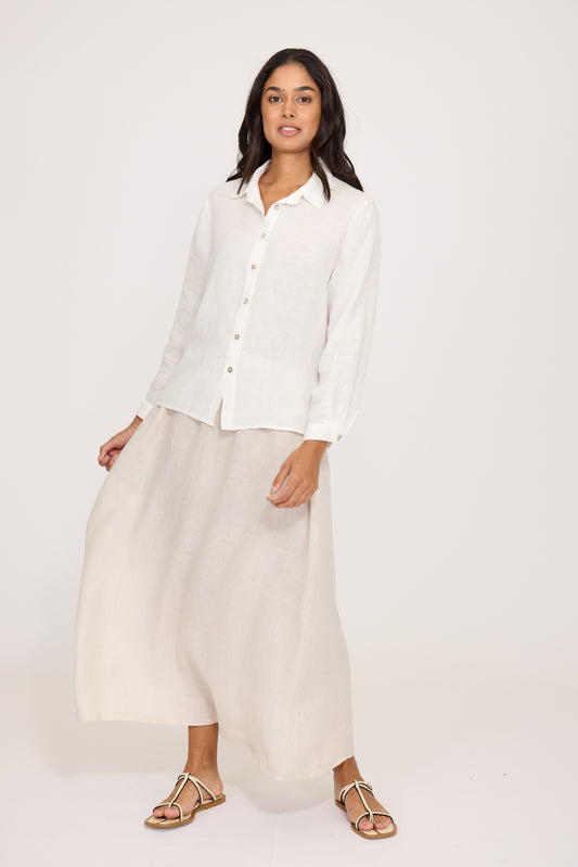 Pistache Slim Fit Linen Blouse