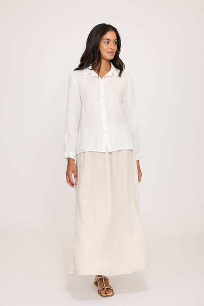 Pistache Slim Fit Linen Blouse