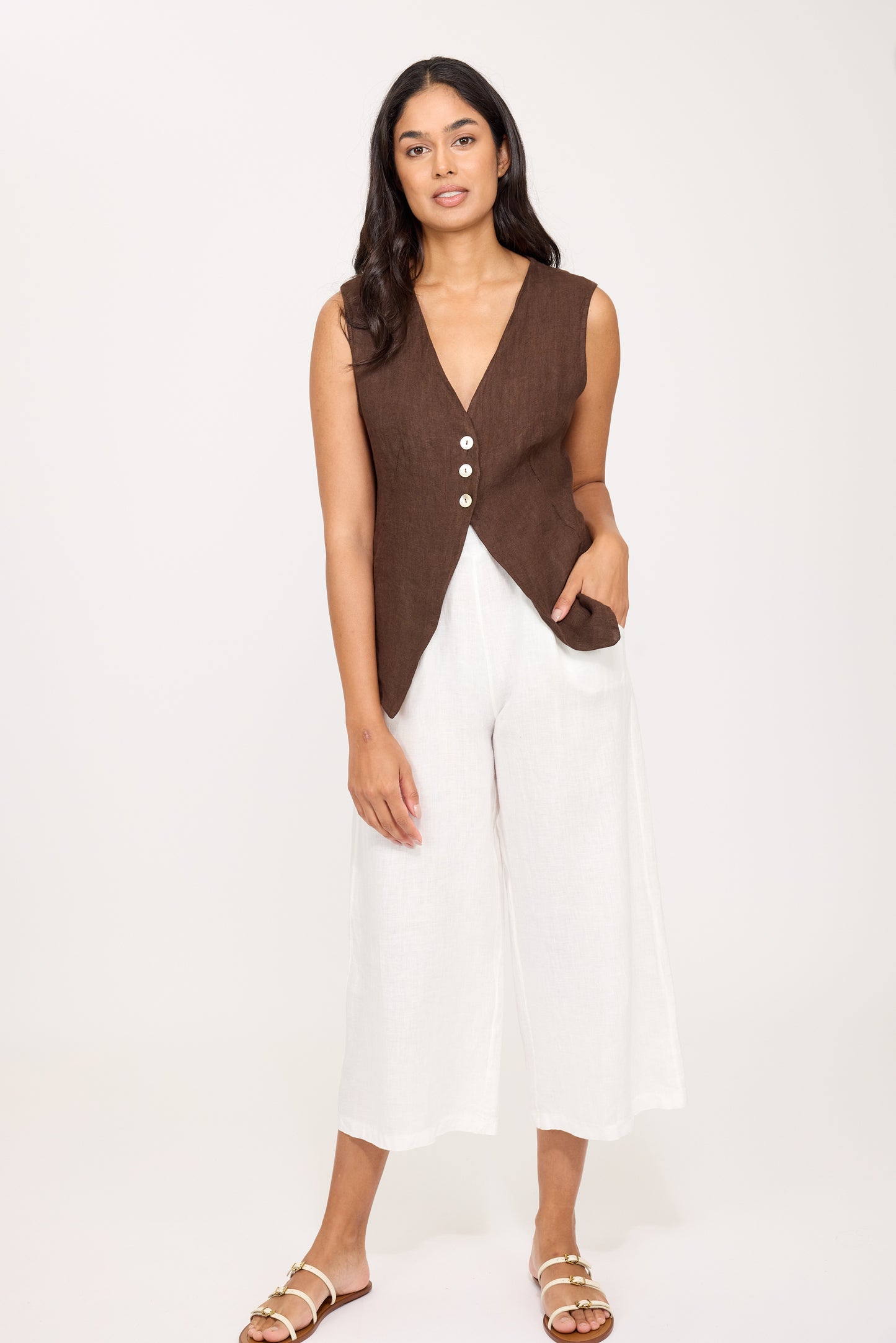 Pistache Linen Vest