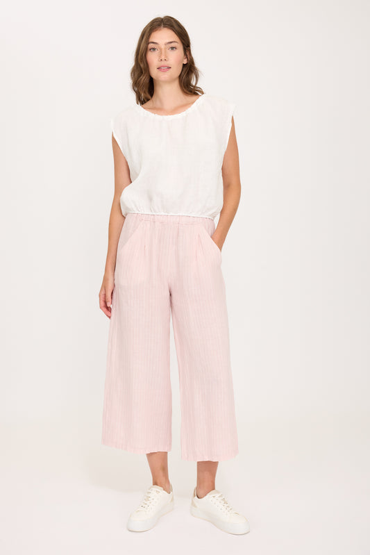 Pistache Cropped Linen Pant