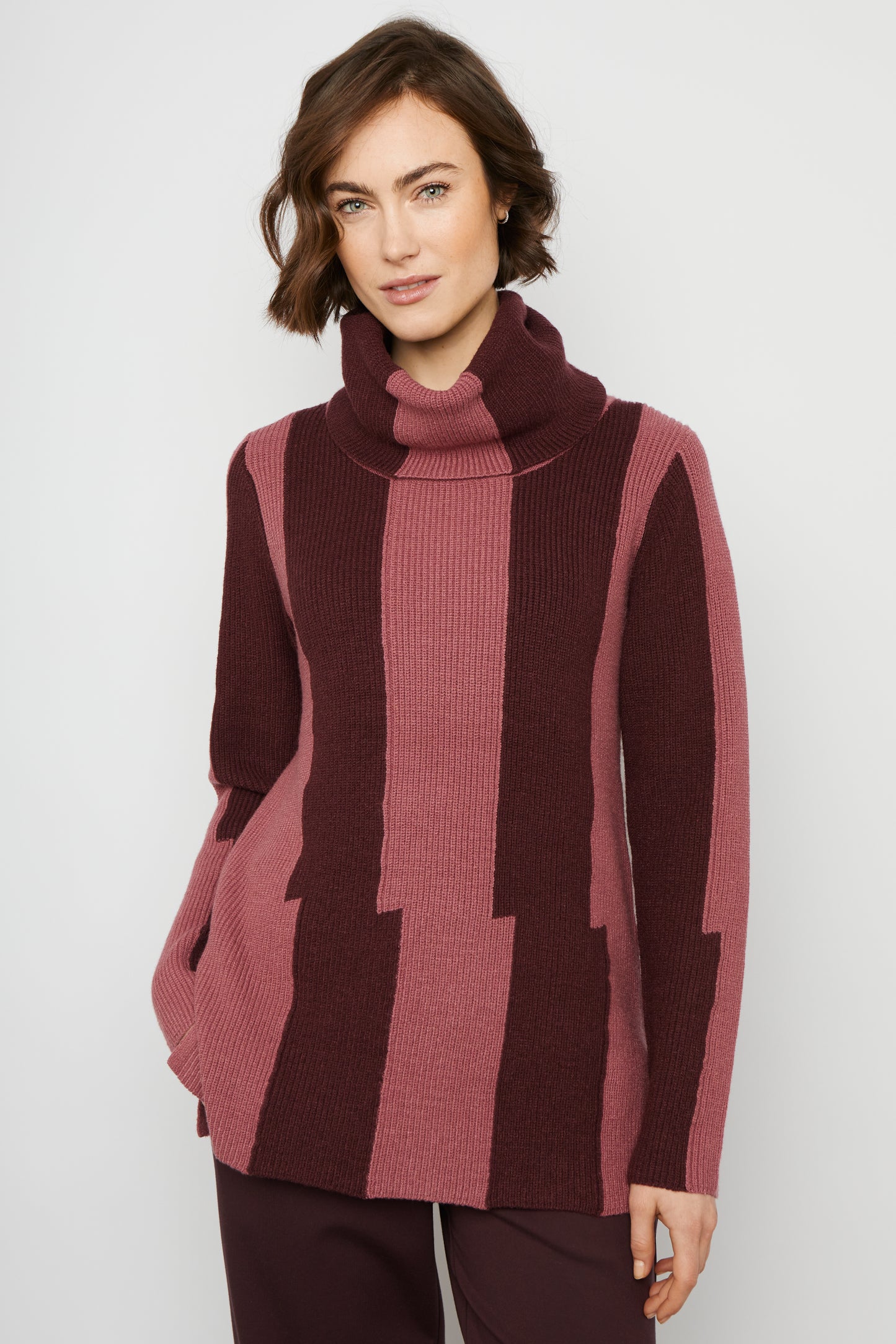 BYLYSE Stripe Cowl Neck Sweater