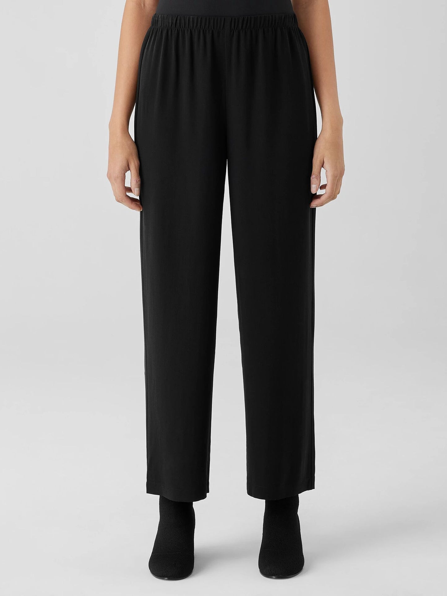 Eileen Fisher Silk Georgette Straight Ankle Pant