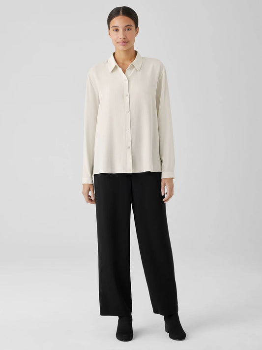 Eileen Fisher Silk Georgette Straight Ankle Pant