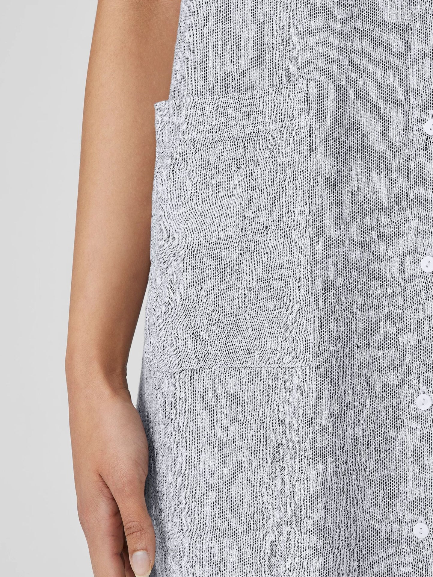 Eileen Fisher Striped Organic Linen Crinkle Shirt Dress