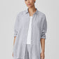 Eileen Fisher Striped Organic Linen Crinkle Classic Collar Shirt