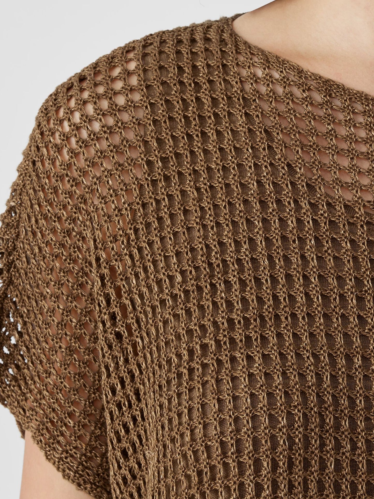 Eileen Fisher Organic Linen Open Knit Bateau Neck Top