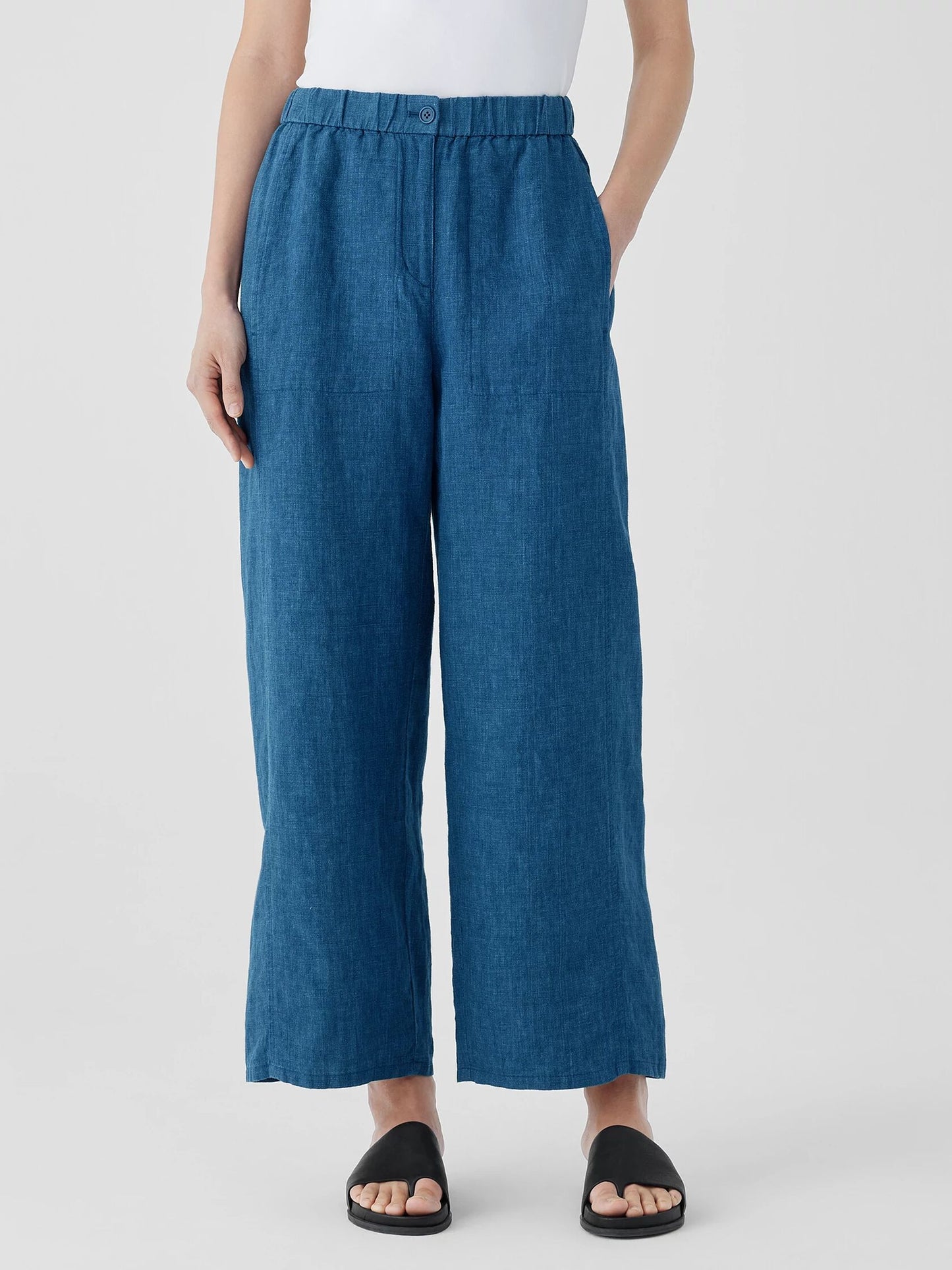 Eileen Fisher Washed Organic Linen Wide Trouser Pant