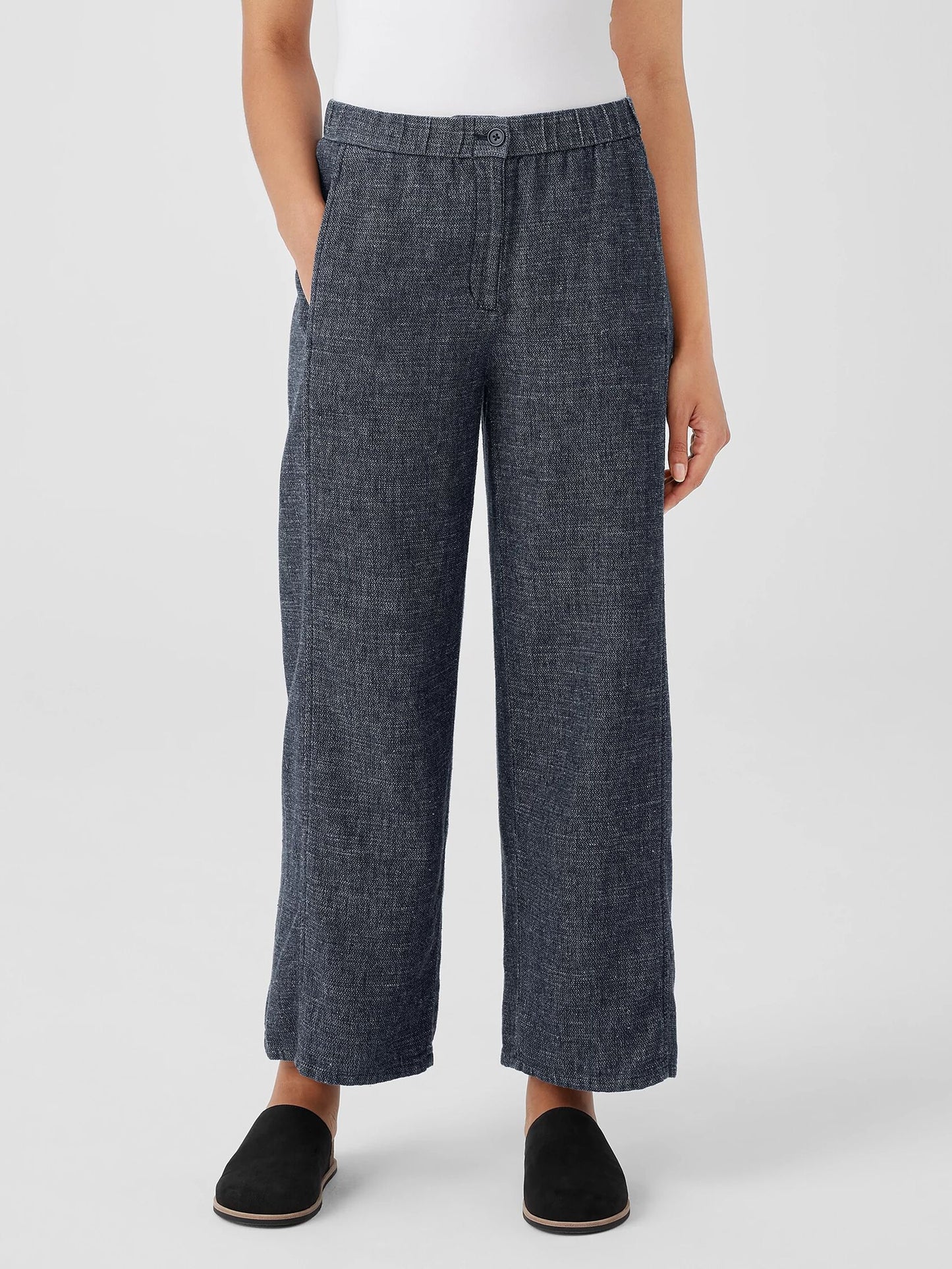Eileen Fisher Tweed Hemp Cotton Wide Leg Pant