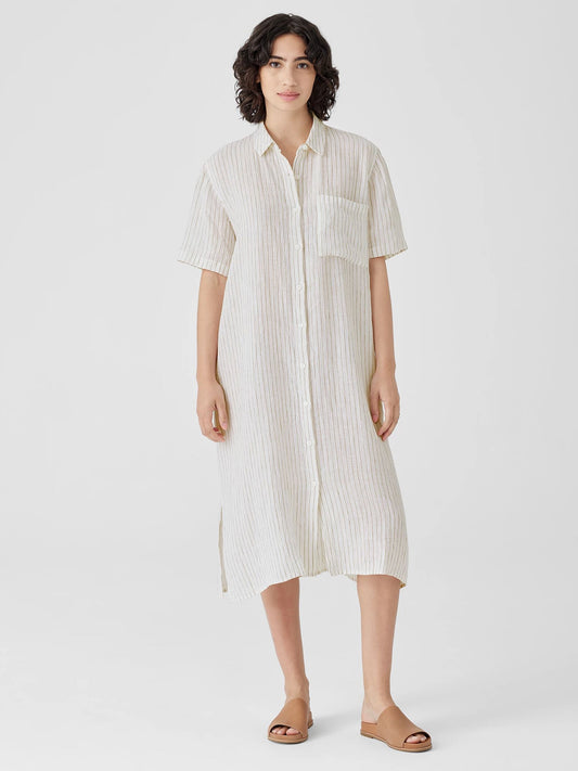 Eileen Fisher Puckered Organic Linen Shirt Dress