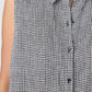 Eileen Fisher Puckered Organic Linen Sleeveless Gingham Shirt