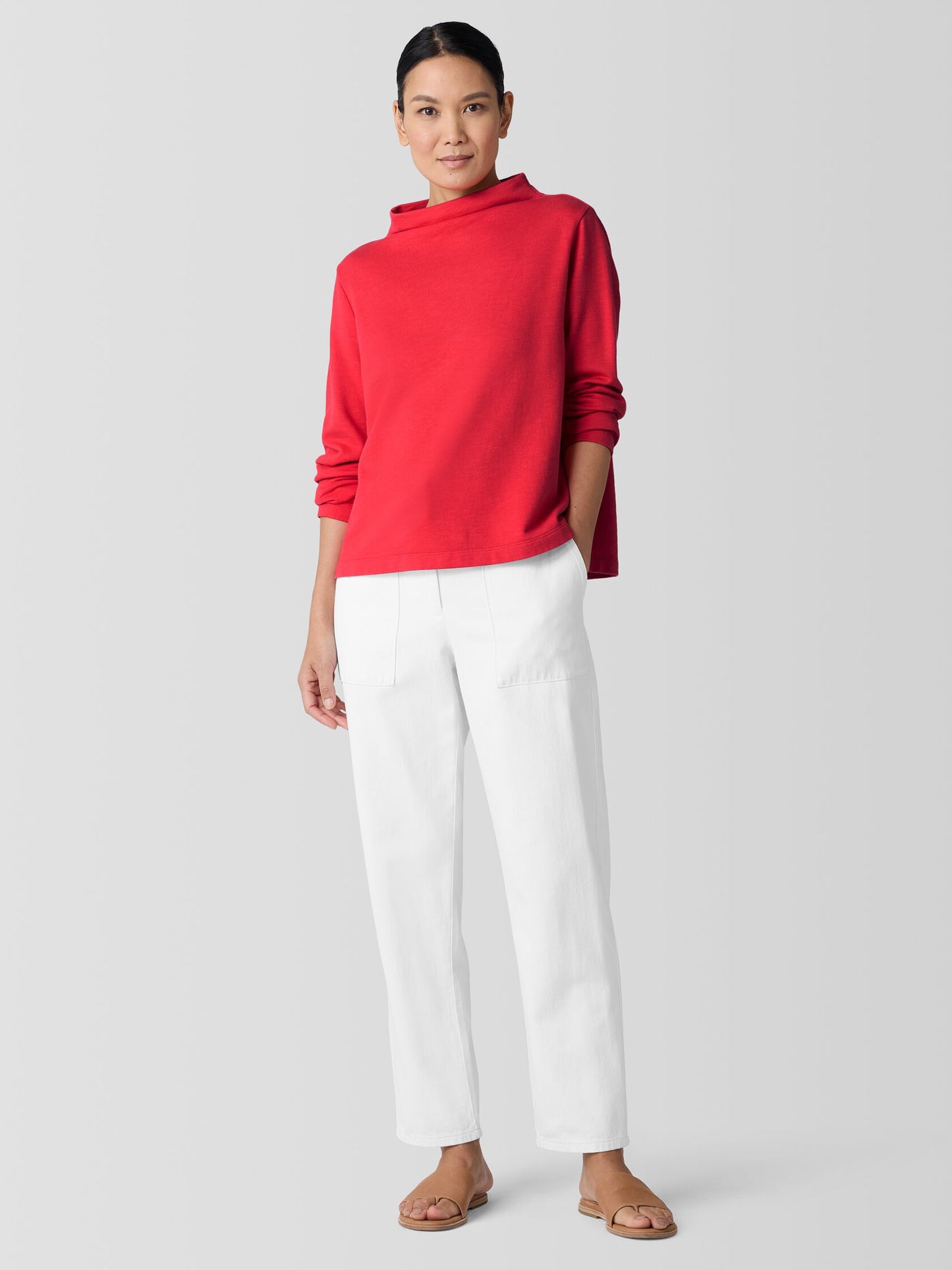 Eileen Fisher Organic Cotton Terry Funnel Neck Top