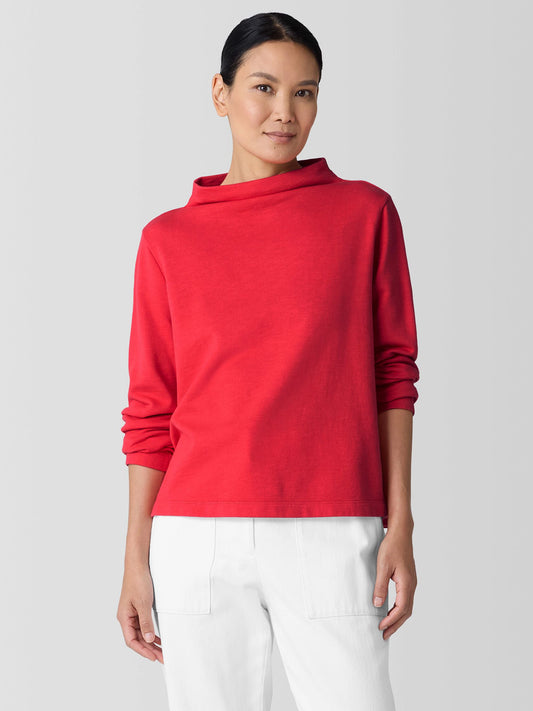 Eileen Fisher Organic Cotton Terry Funnel Neck Top