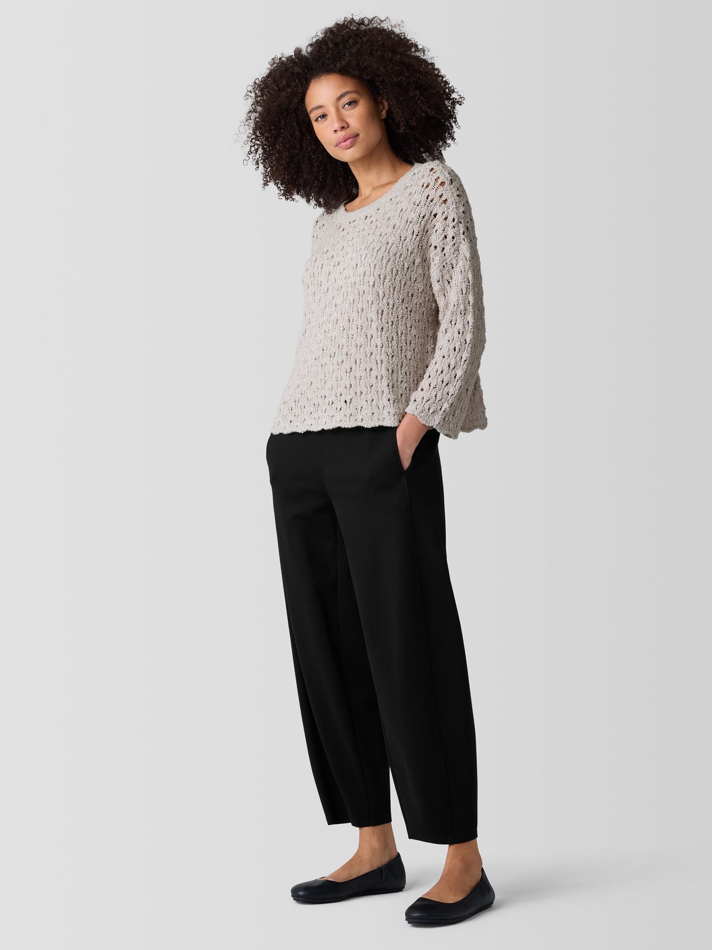 Eileen Fisher Cotton Fluff Open Knit Top