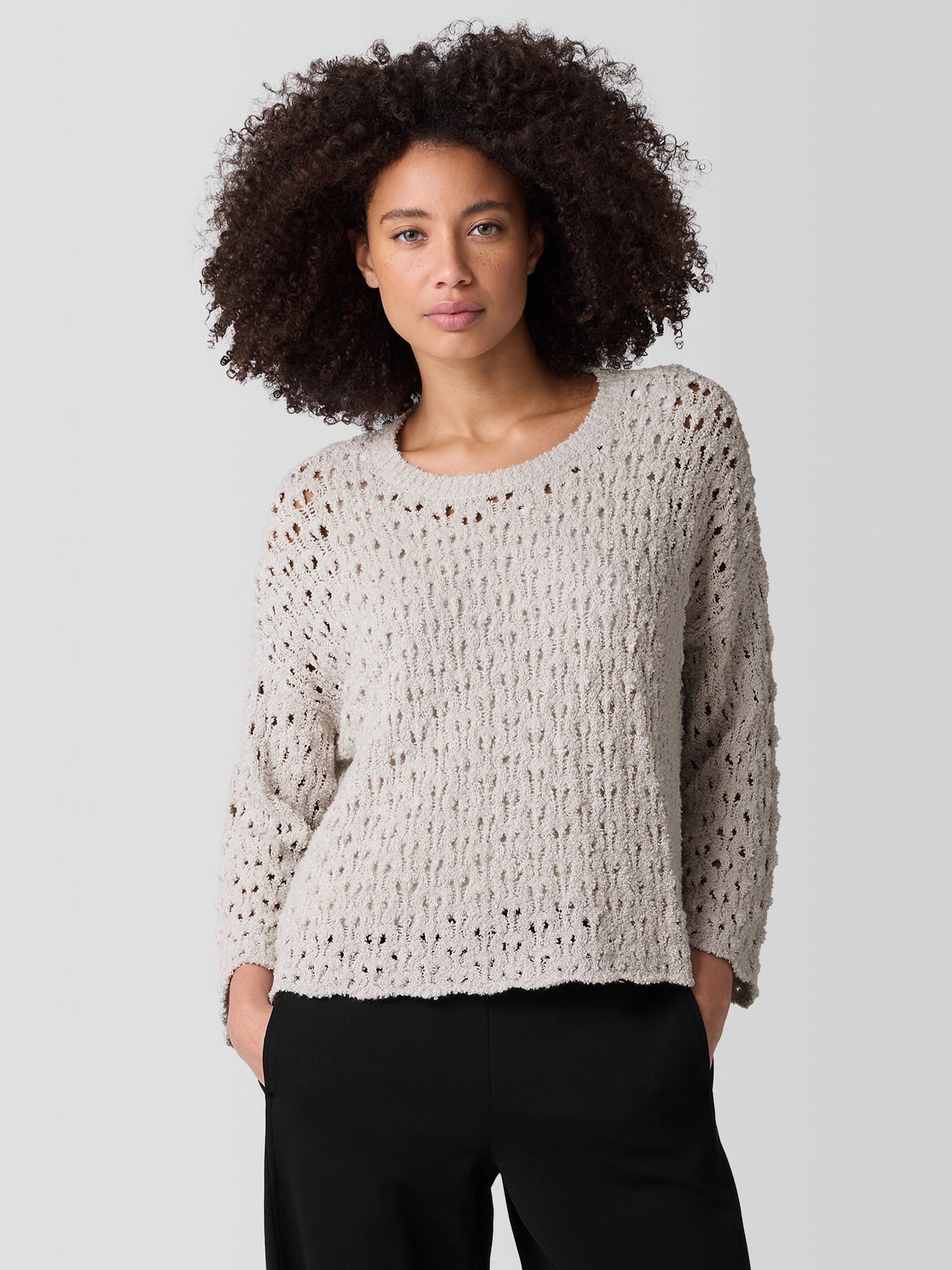 Eileen Fisher Cotton Fluff Open Knit Top