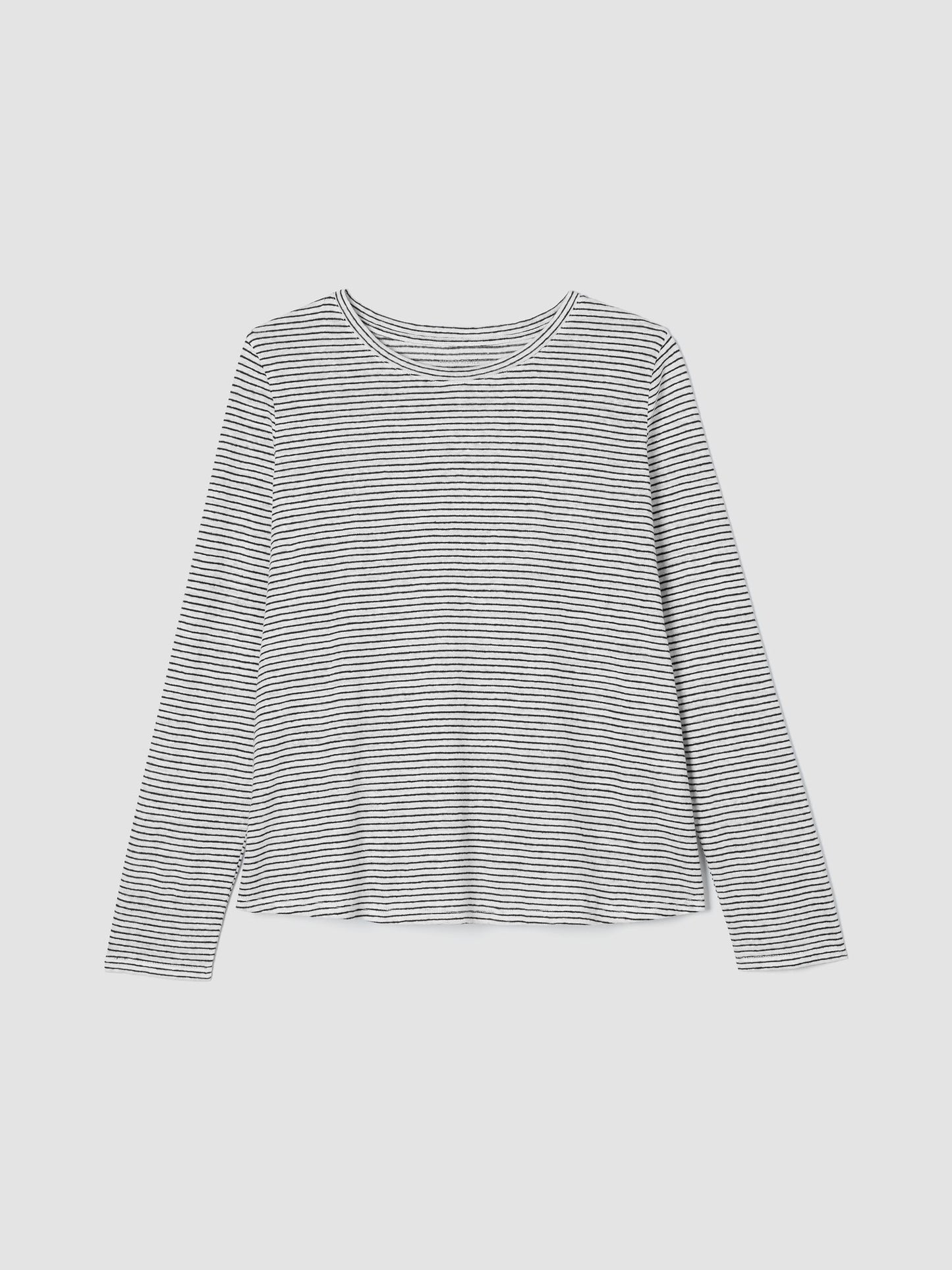 Eileen Fisher Striped Organic Linen Jersey Long Sleeve Top