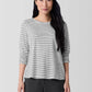 Eileen Fisher Striped Organic Linen Jersey Long Sleeve Top