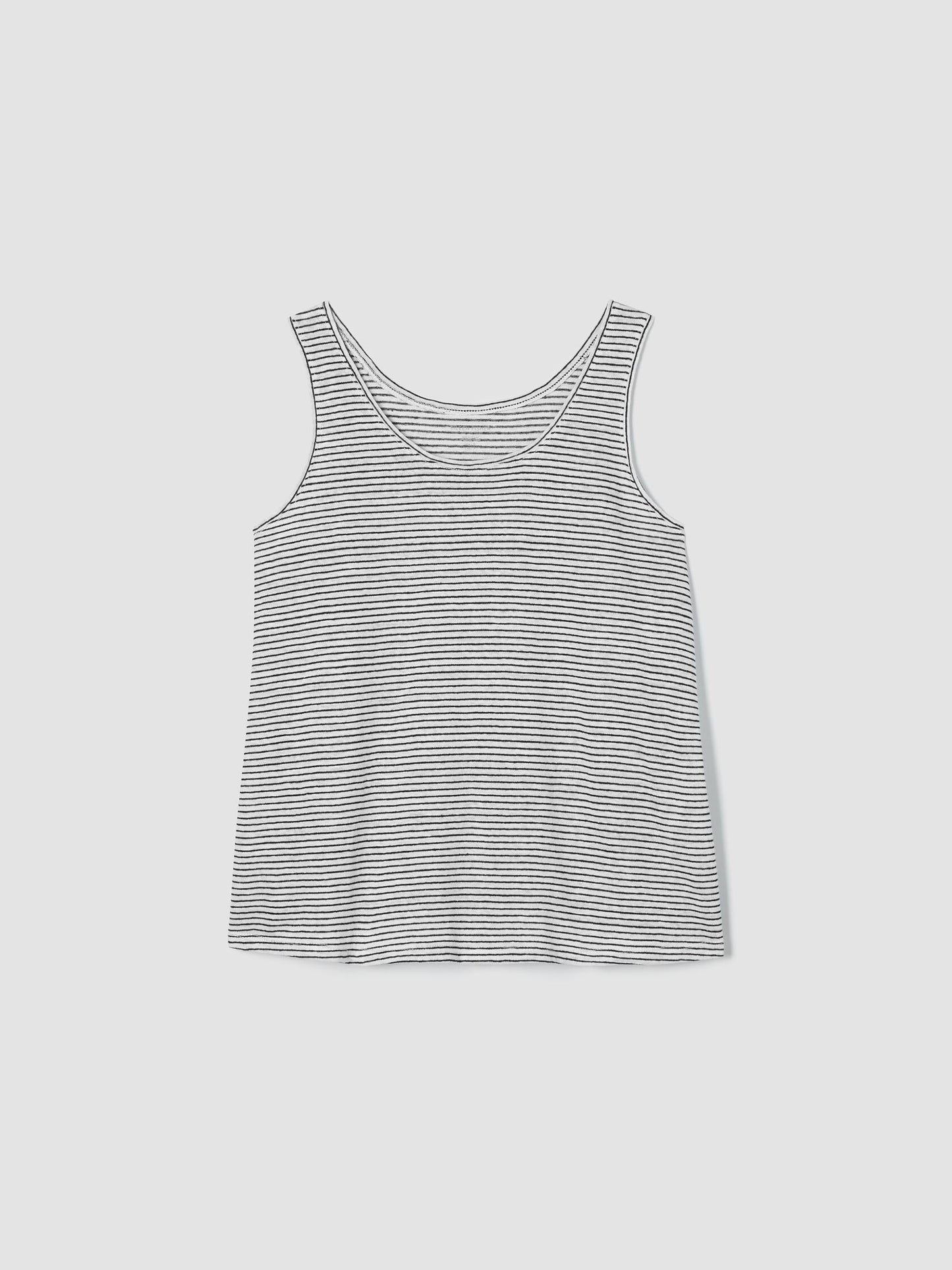 Eileen Fisher Striped Organic Linen Jersey Scoop Neck Tank