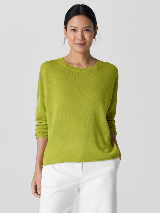 Eileen Fisher Organic Linen Cotton Cord Crew Neck Top