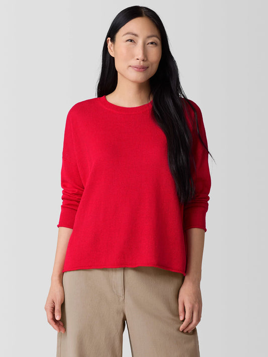 Eileen Fisher Organic Linen Cotton Cord Crew Neck Top