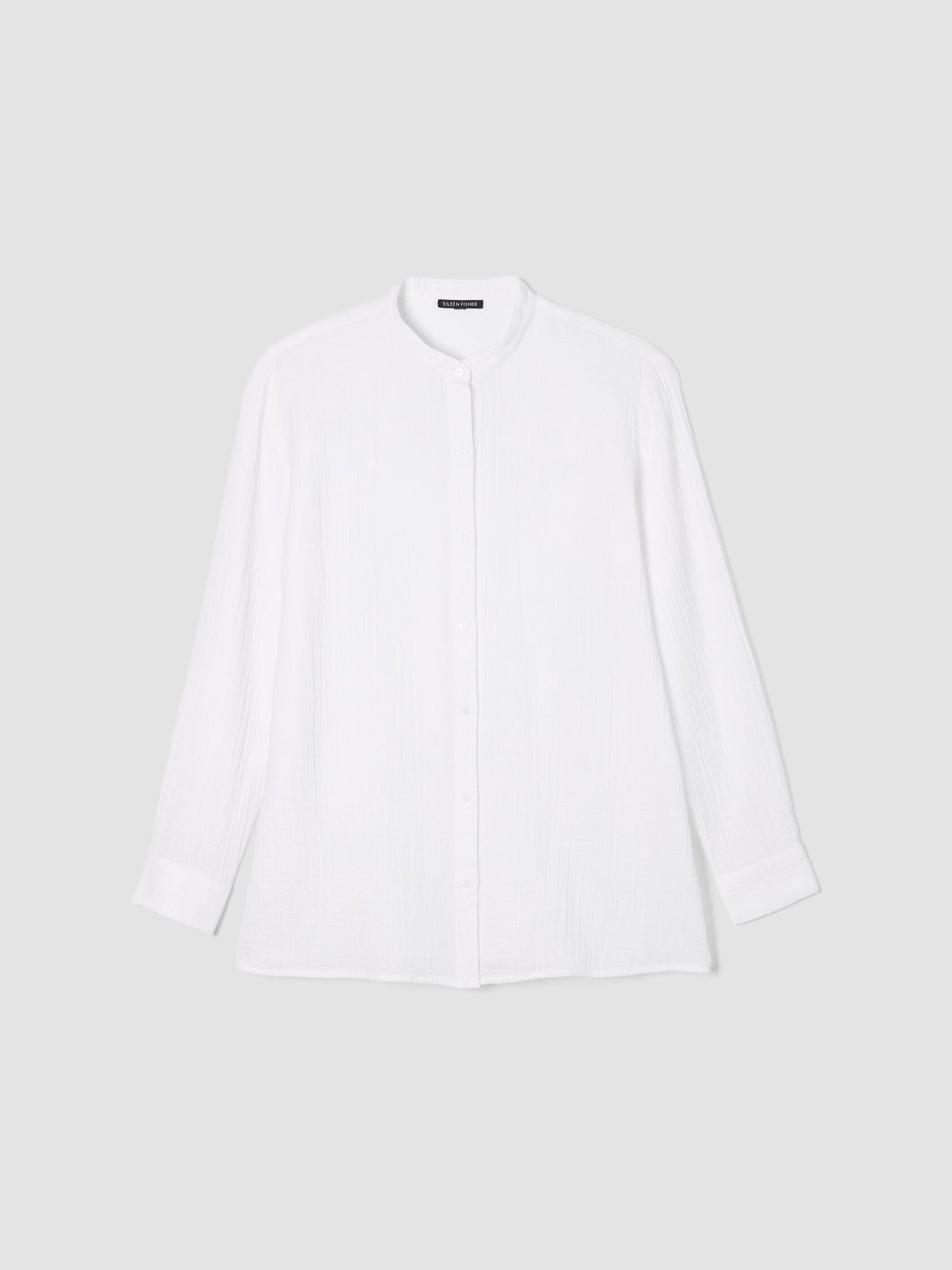 Eileen Fisher Organic Cotton Ripple Mandarin Collar Shirt