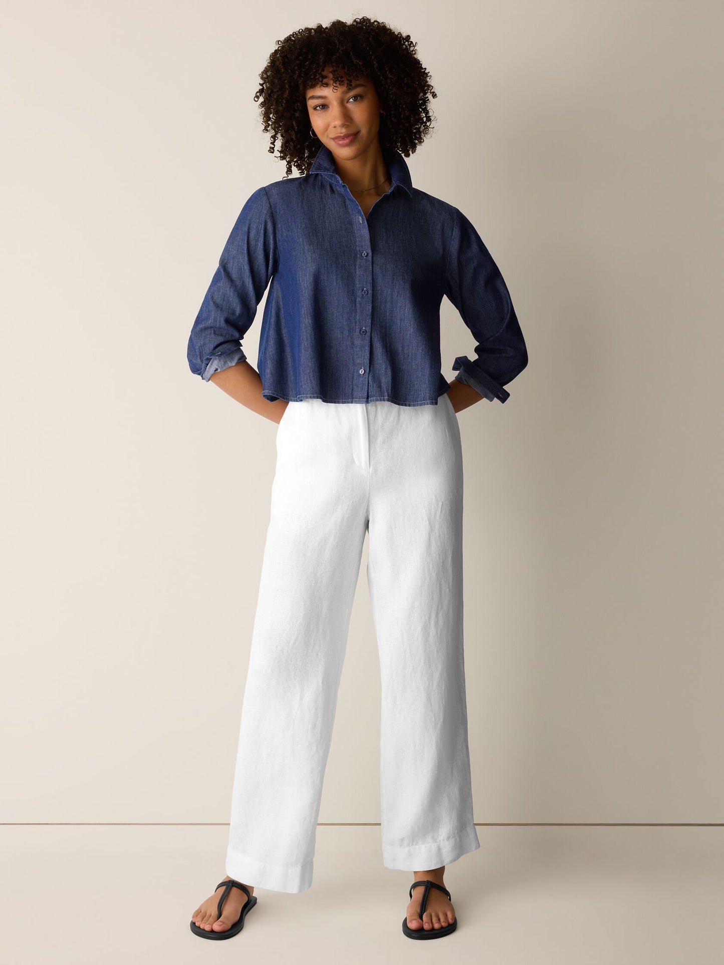 Eileen Fisher Classic Collar Short A-Line Shirt