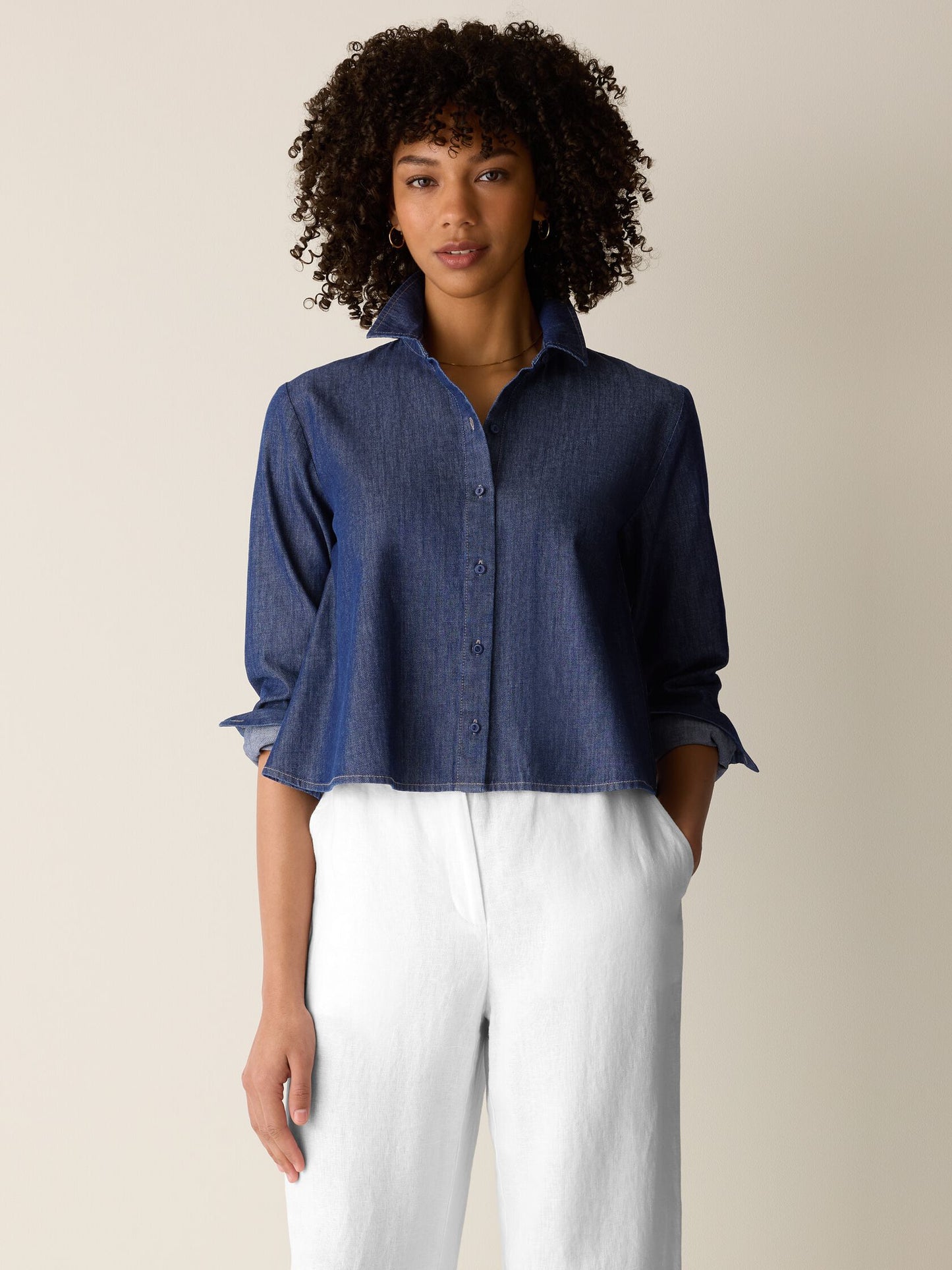 Eileen Fisher Classic Collar Short A-Line Shirt