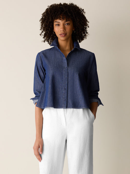 Eileen Fisher Classic Collar Short A-Line Shirt