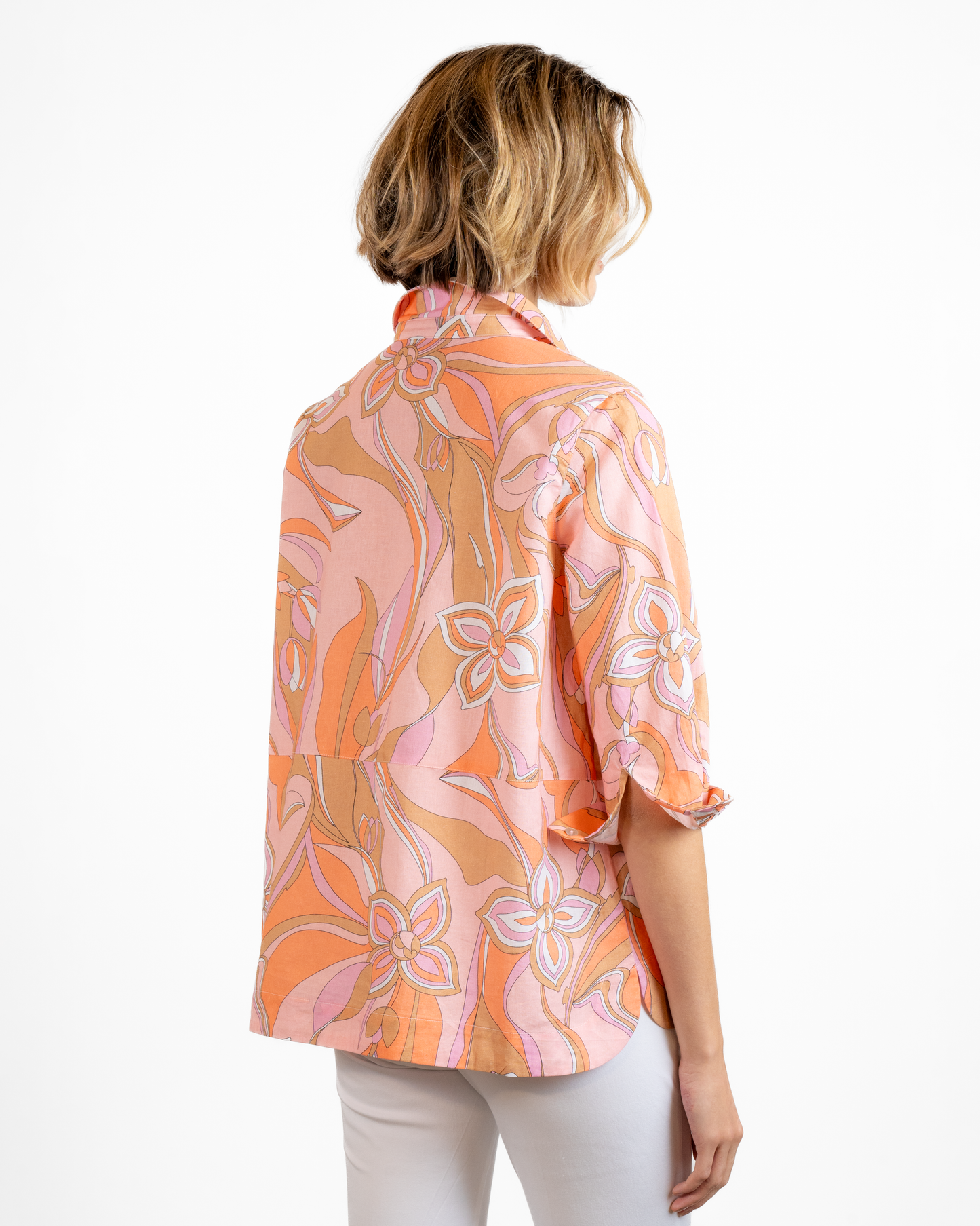 BYLYSE Linen Print Oversized Shirt