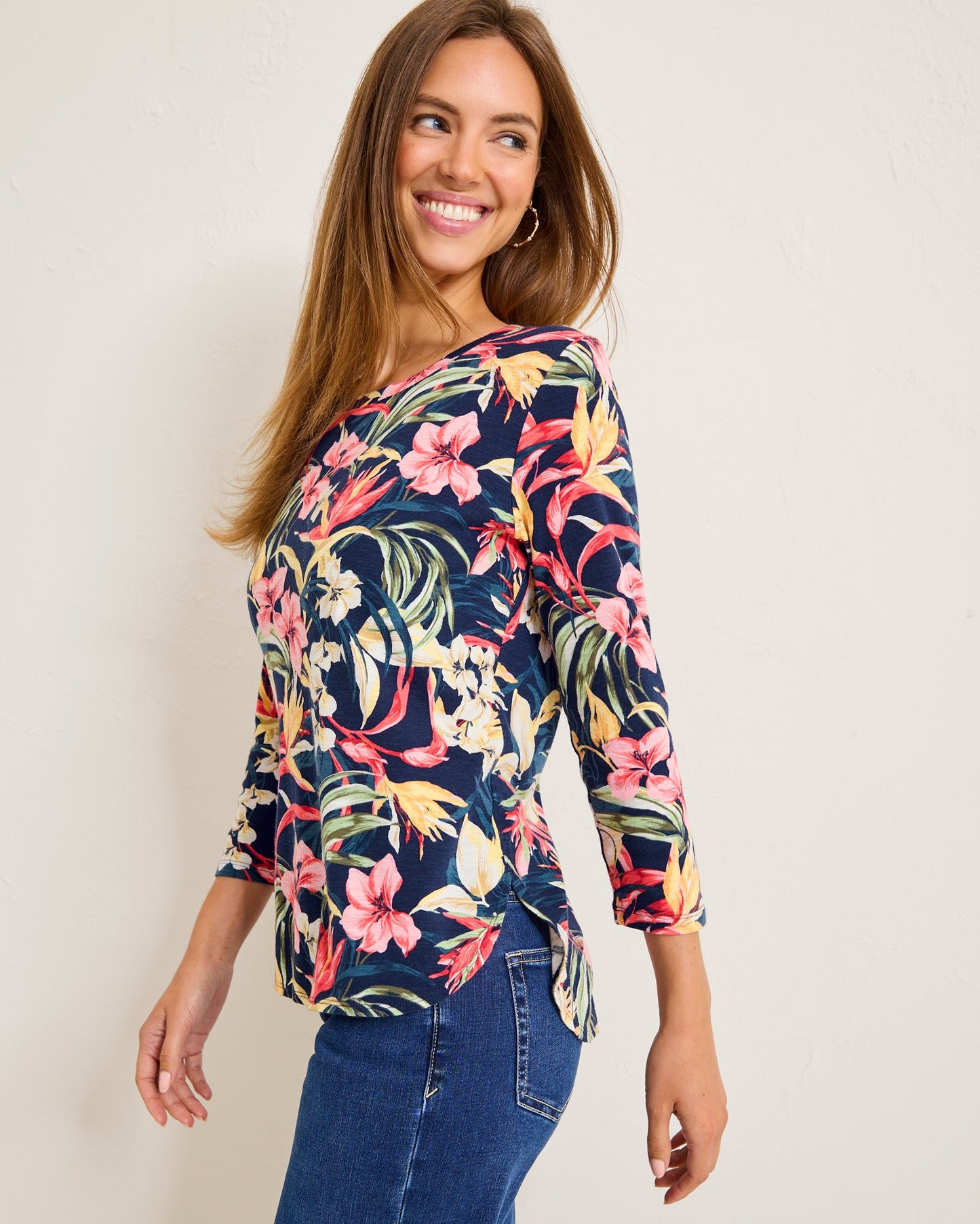 Tommy Bahama Ashby Isle Flora Amora 3/4 Sleeve Top