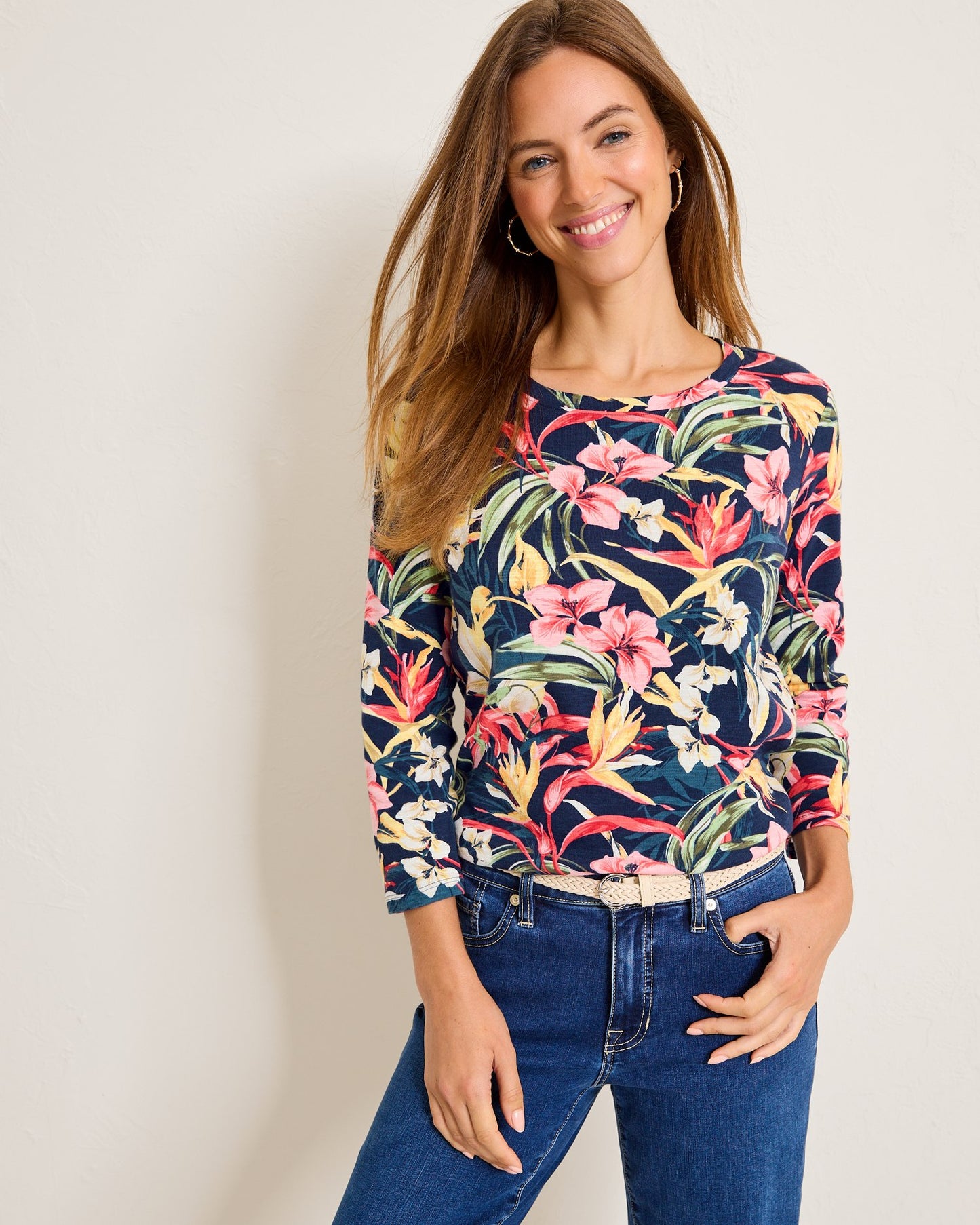 Tommy Bahama Ashby Isle Flora Amora 3/4 Sleeve Top