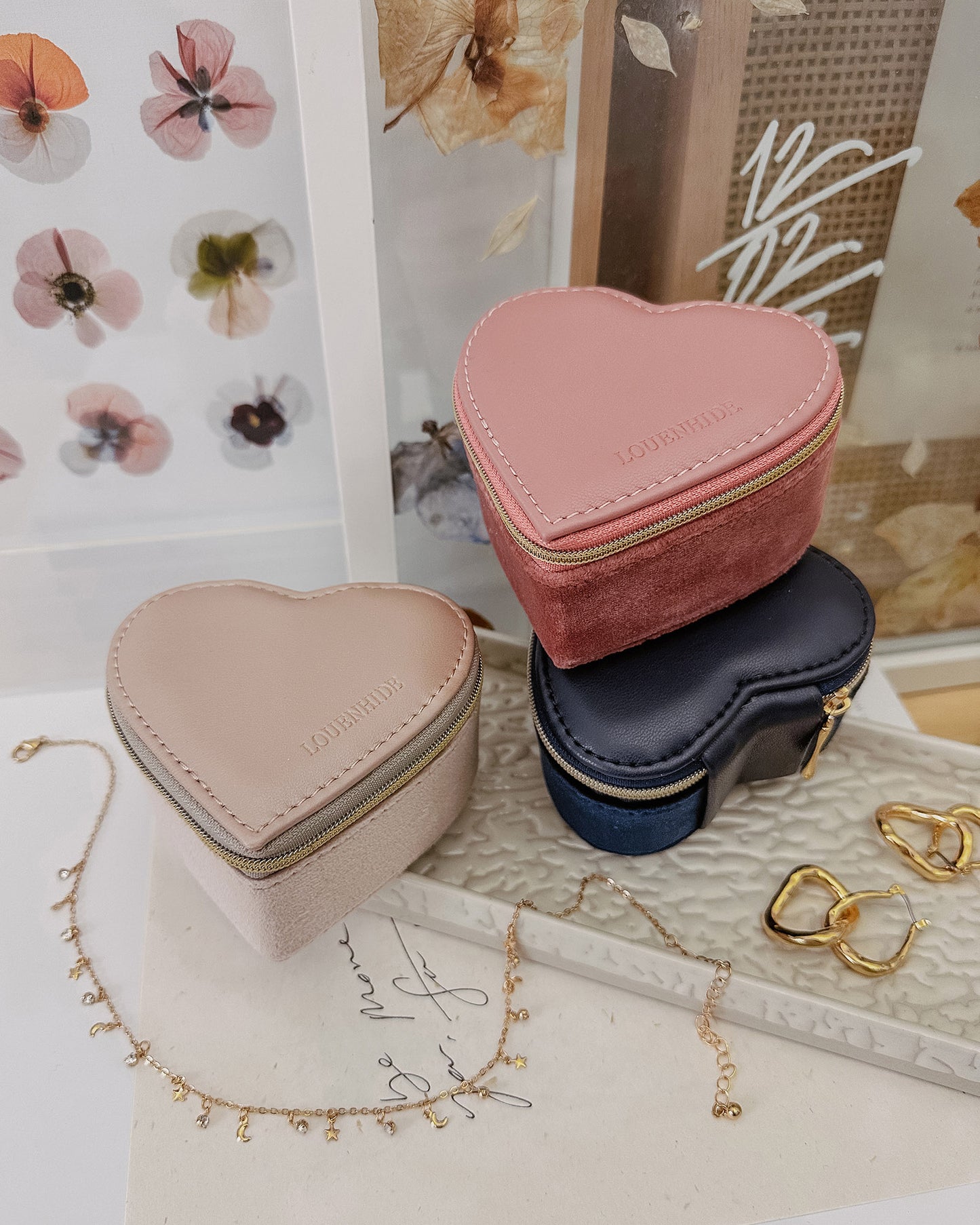 Louenhide Valerie Velvet Heart Jewelry Box